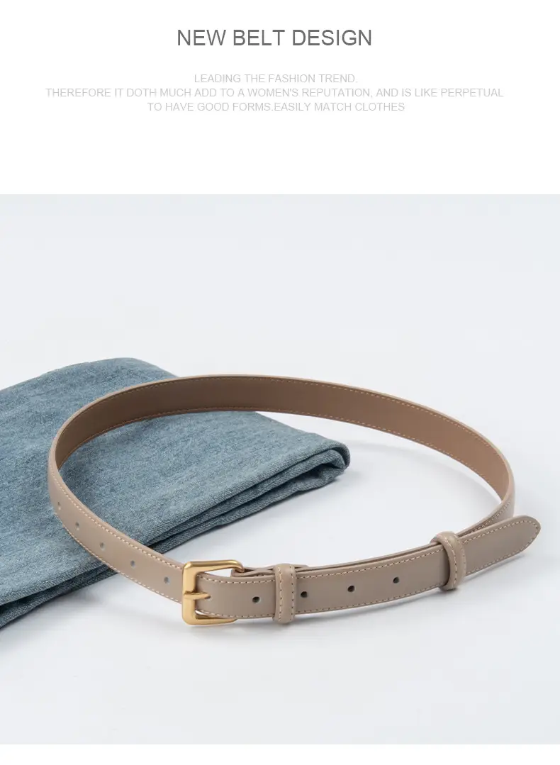 Women's Genuine Leather Belt with Gold Buckle β feature 11