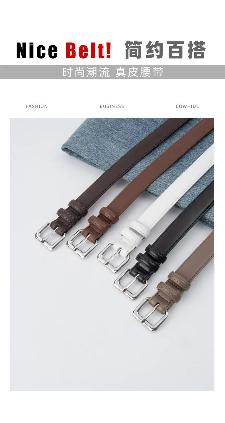 Women's Genuine Leather Belt with Gold Buckle β feature 4