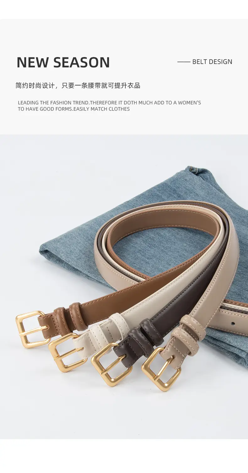 Women's Genuine Leather Belt with Gold Buckle β feature 5