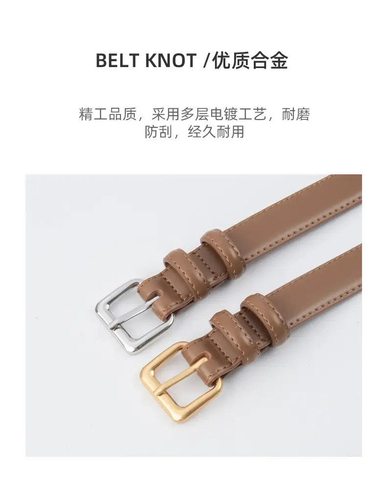 Women's Genuine Leather Belt with Gold Buckle β feature 7