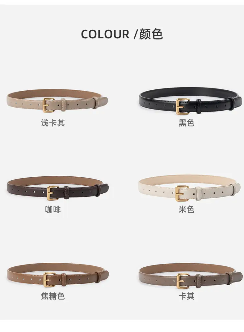 Women's Genuine Leather Belt with Gold Buckle β feature 9