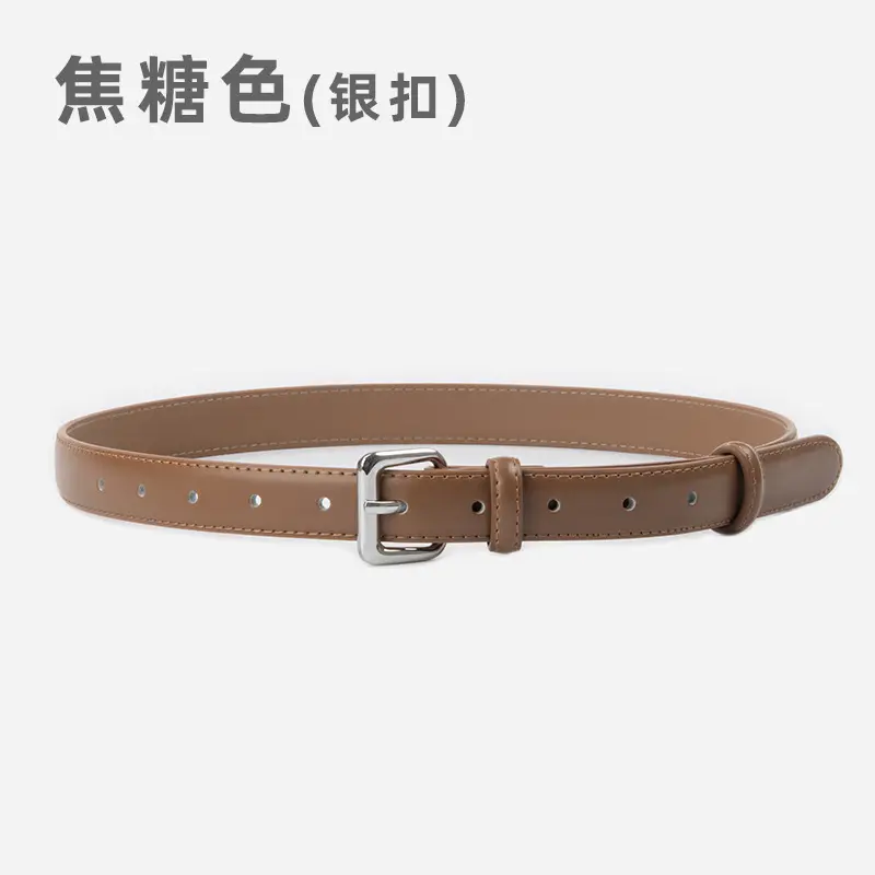Women's Genuine Leather Belt with Gold Buckle - Image 17