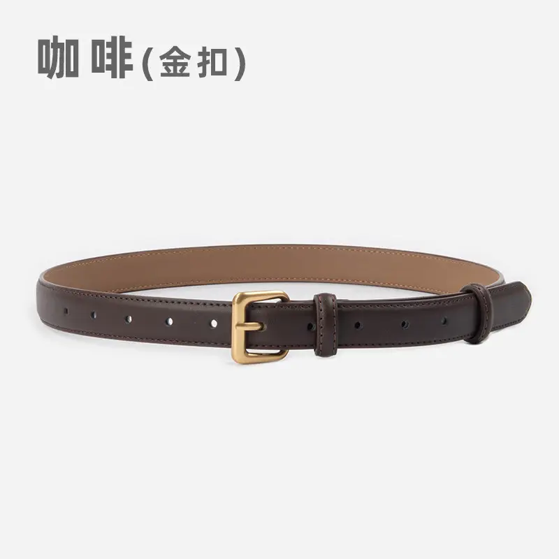Women's Genuine Leather Belt with Gold Buckle - Image 2