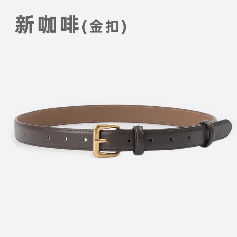 Women's Genuine Leather Belt with Gold Buckle - Image 3