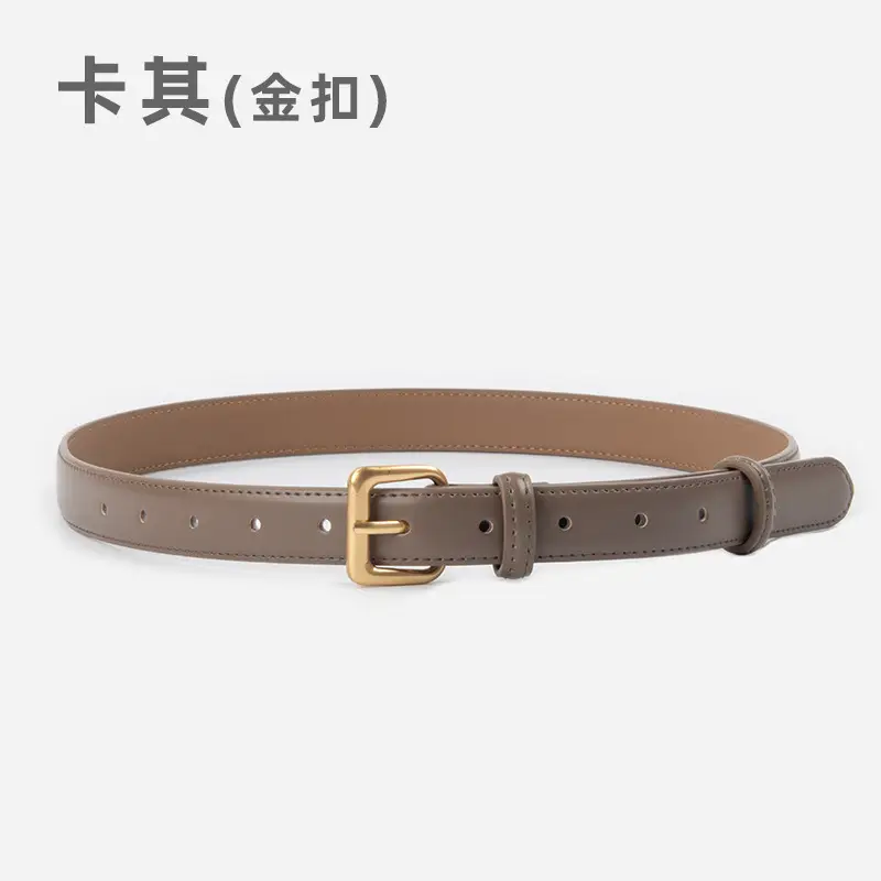 Women's Genuine Leather Belt with Gold Buckle - Image 4