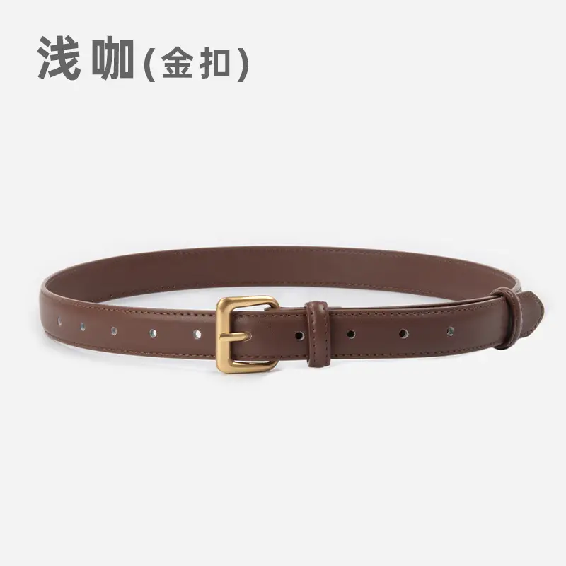 Women's Genuine Leather Belt with Gold Buckle - Image 7