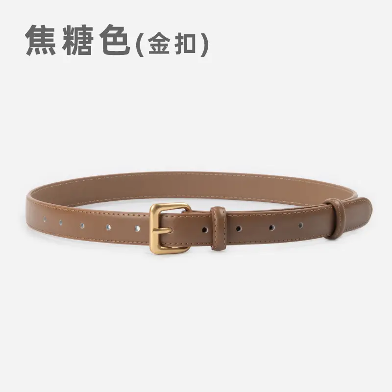 Women's Genuine Leather Belt with Gold Buckle - Image 8