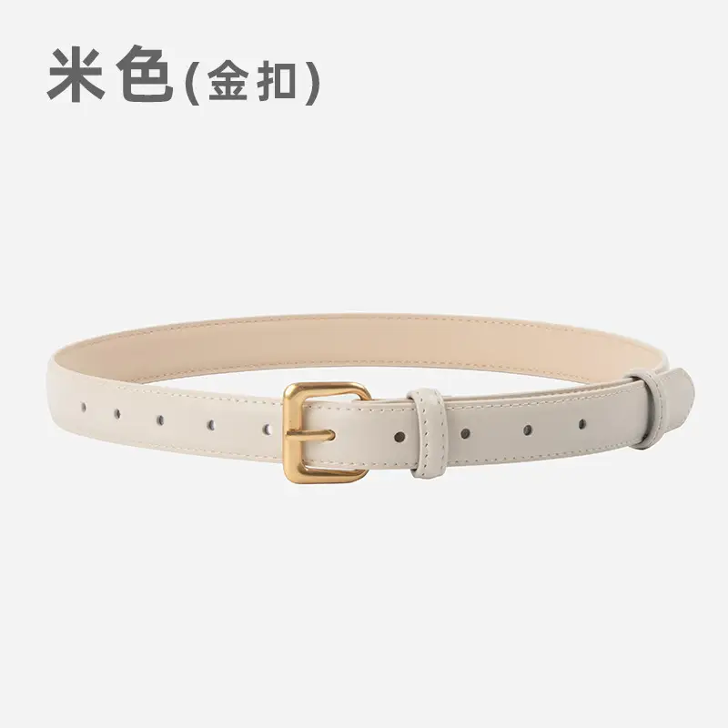 Women's Genuine Leather Belt with Gold Buckle - Image 9
