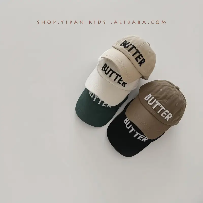 Yipan Kids Baseball Caps Butter Green Black White 2025 - Image 3