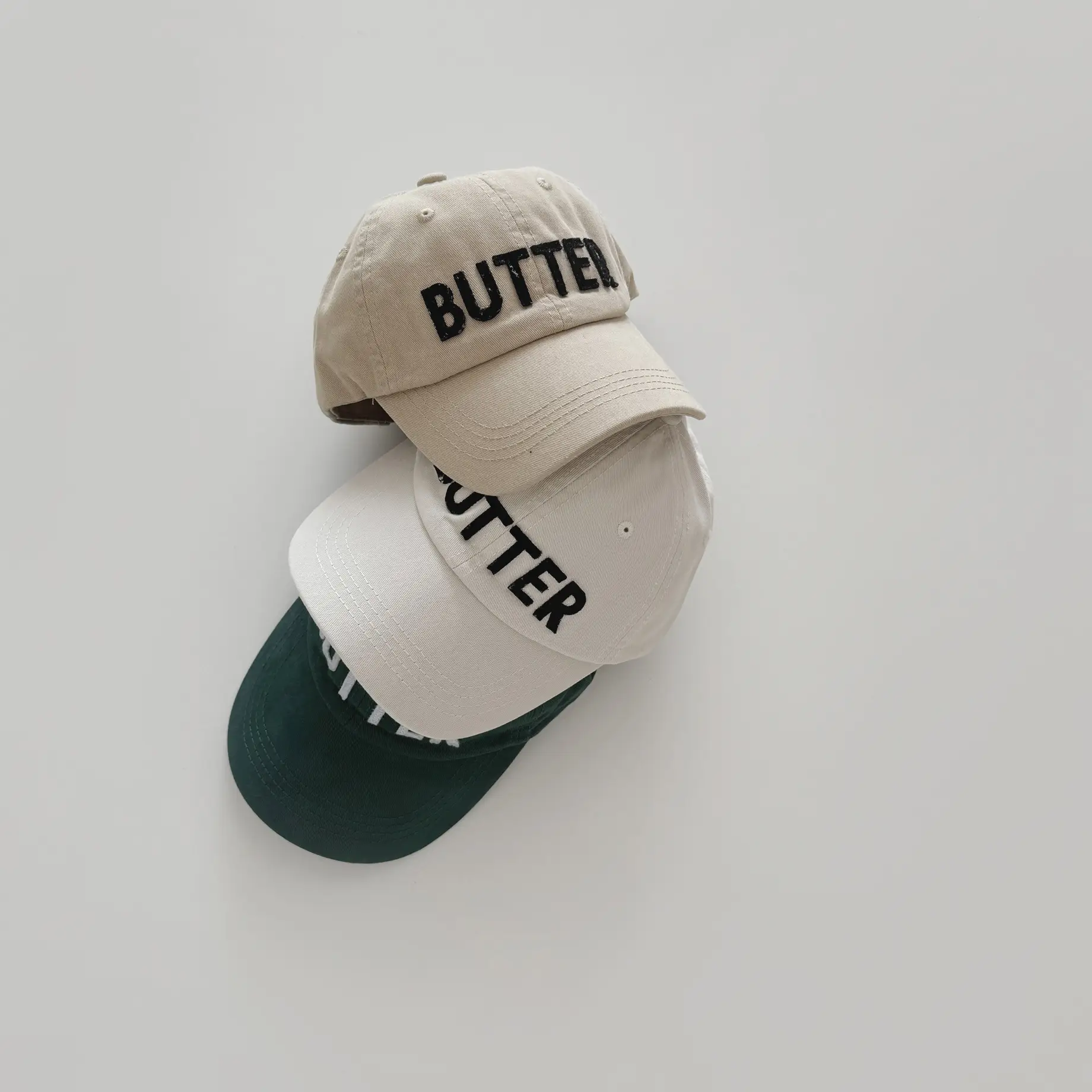 Yipan Kids Baseball Caps Butter Green Black White 2025 - Image 4