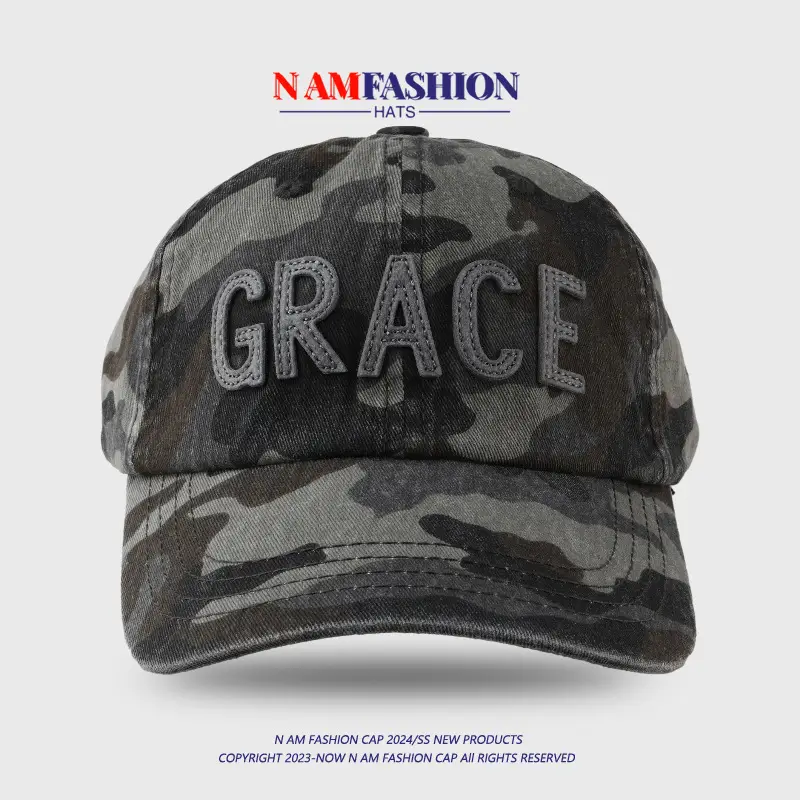 Men Camo Baseball Cap with "BRACE" Embroidery — feature 2