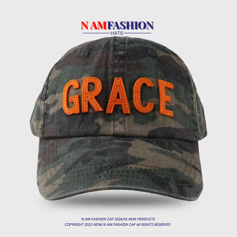 Men Camo Baseball Cap with "BRACE" Embroidery — feature 4