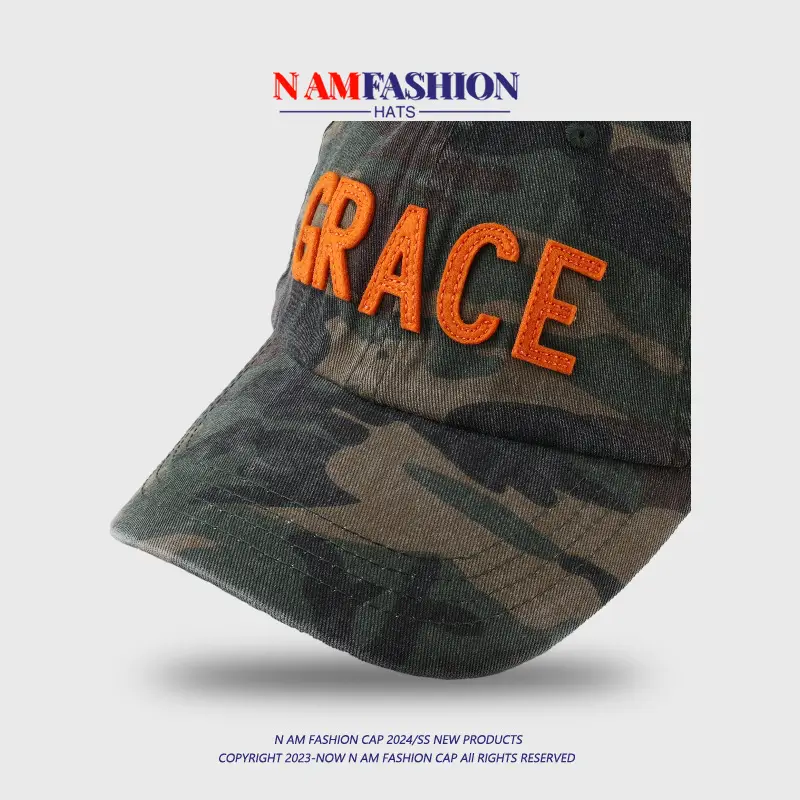 Men Camo Baseball Cap with "BRACE" Embroidery — feature 5