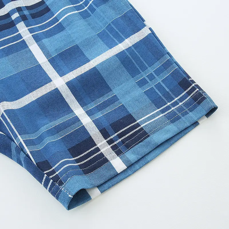 Boy's Blue Plaid T-Shirt Shorts Set Summer Small Medium