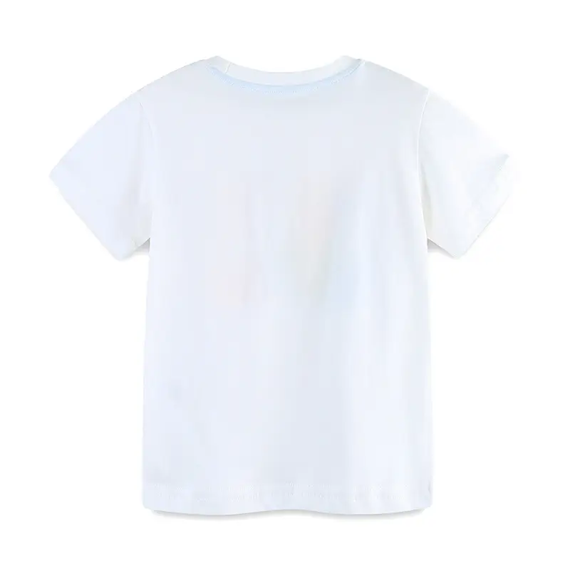 White Knitted Cotton T-Shirt for Kids 26" - Image 3