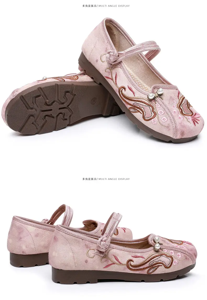 Retro Style Han Dynasty Shoes, Old Beijing Cloth Shoes for Women, Shallow Mouth, Comfortable and Breathable Ethnic Style Women's Shoes, Flat Heel, Soft Sole Embroidered Shoes — feature 30