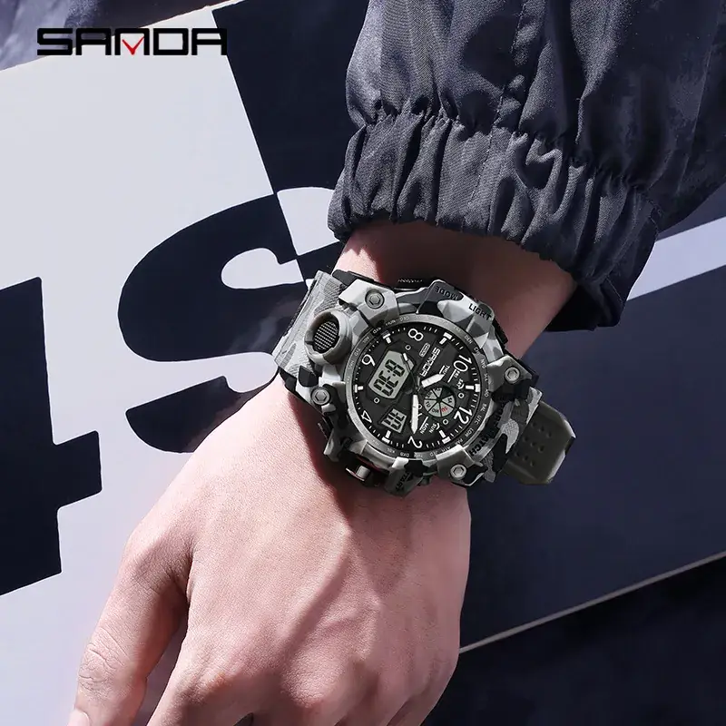 SANDA Military Camo Electronic Watch for Men - Image 26