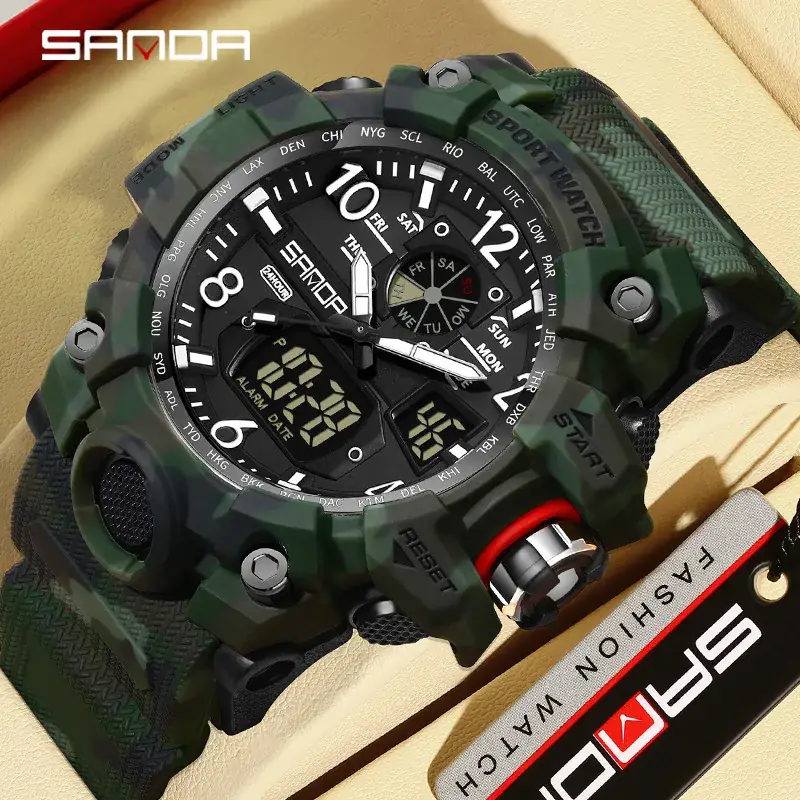 SANDA Military Camo Electronic Watch for Men - Image 27