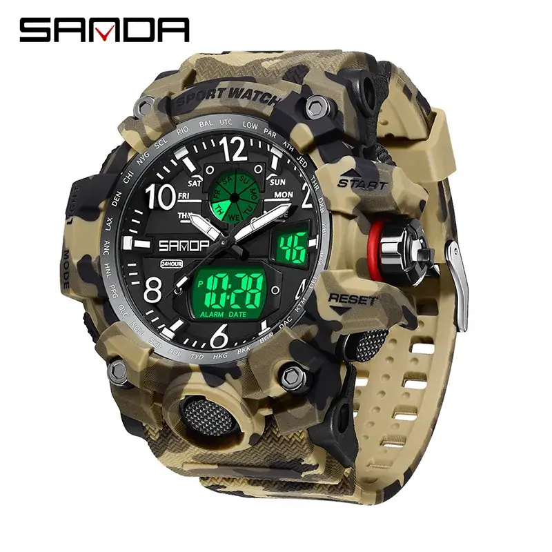 SANDA Military Camo Electronic Watch for Men - Image 29