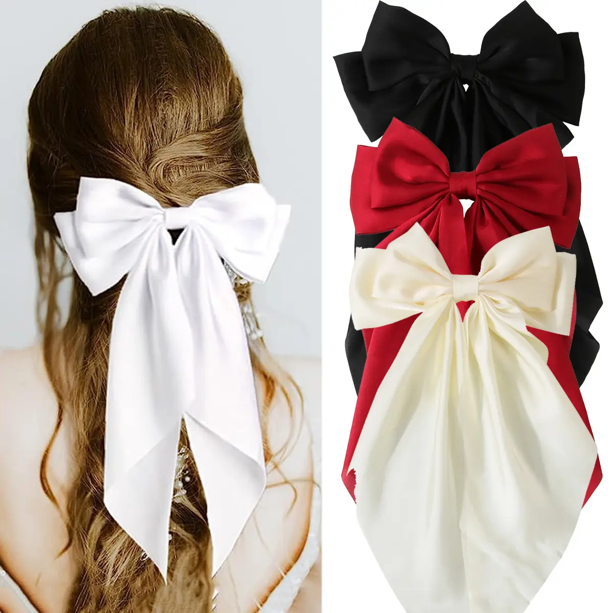 Red Oversized Bow Spring Clip Hair Accessory