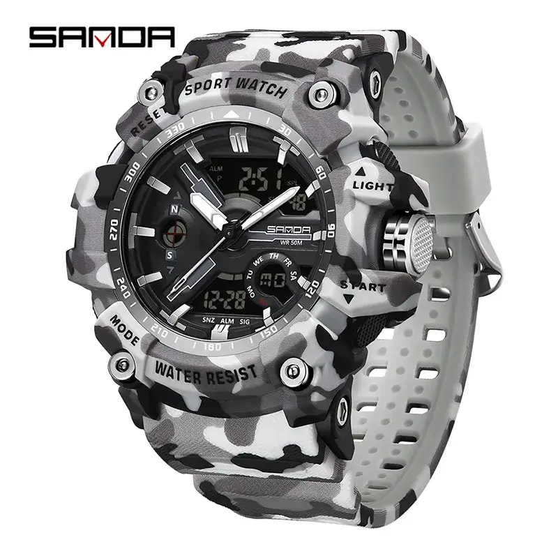 Sanda Camouflage Waterproof Electronic Watch for Men - Image 19