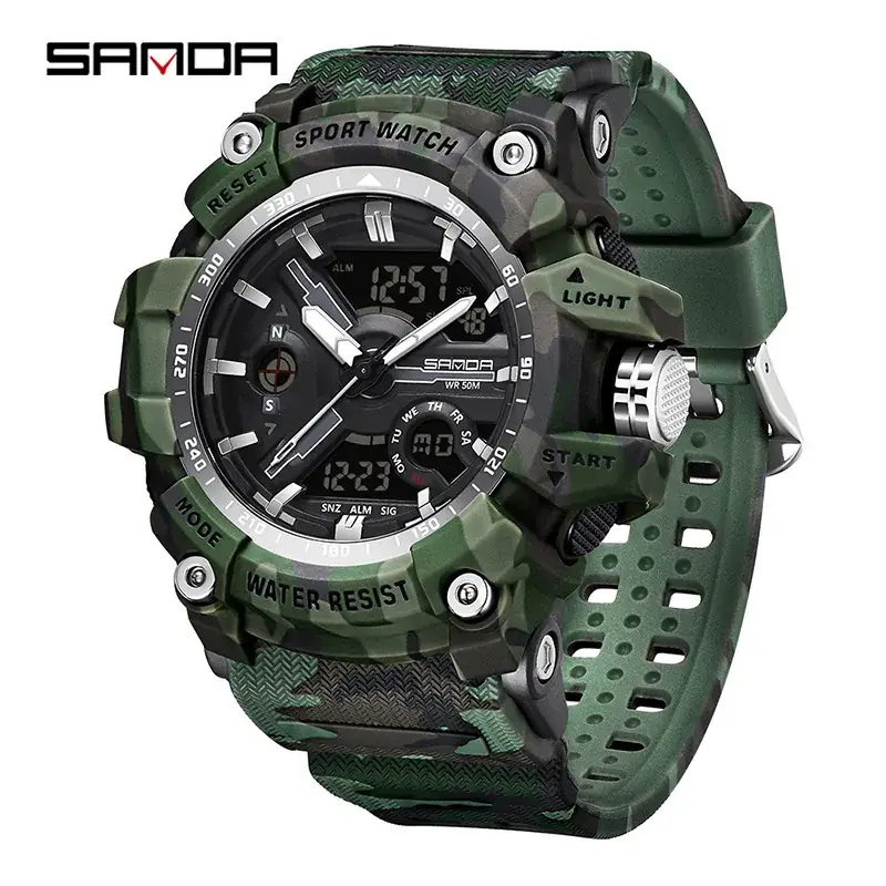 Sanda Camouflage Waterproof Electronic Watch for Men - Image 21