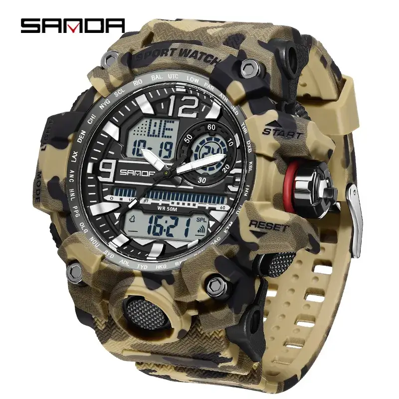 Sanda Camouflage Waterproof Electronic Watch for Men - Image 8