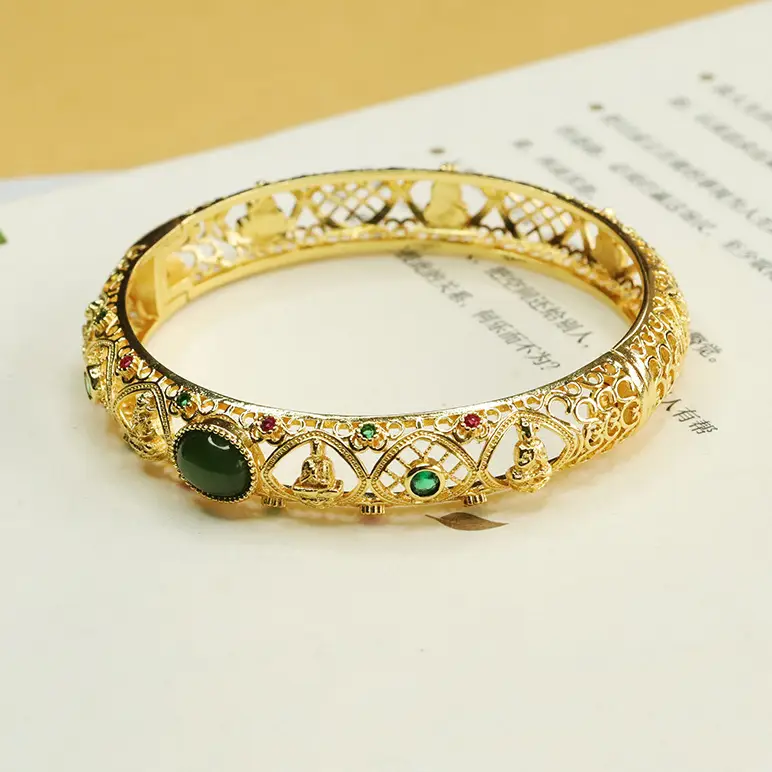 Golden Eight Guardian Jade Jasper Bracelet - Image 3