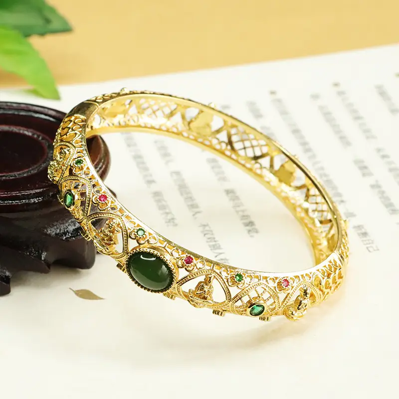 Golden Eight Guardian Jade Jasper Bracelet - Image 4