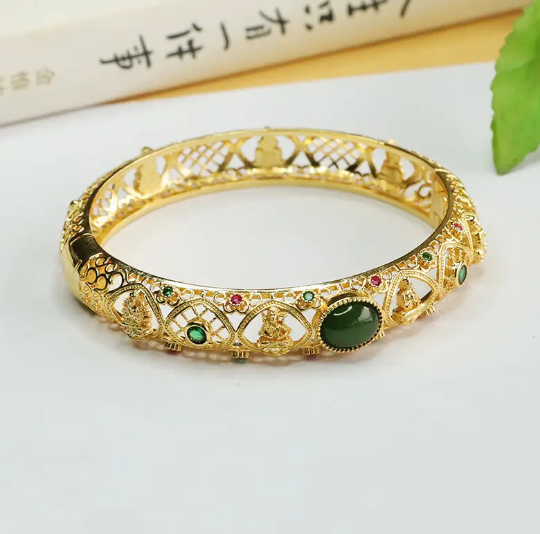 Golden Eight Guardian Jade Jasper Bracelet — feature 10