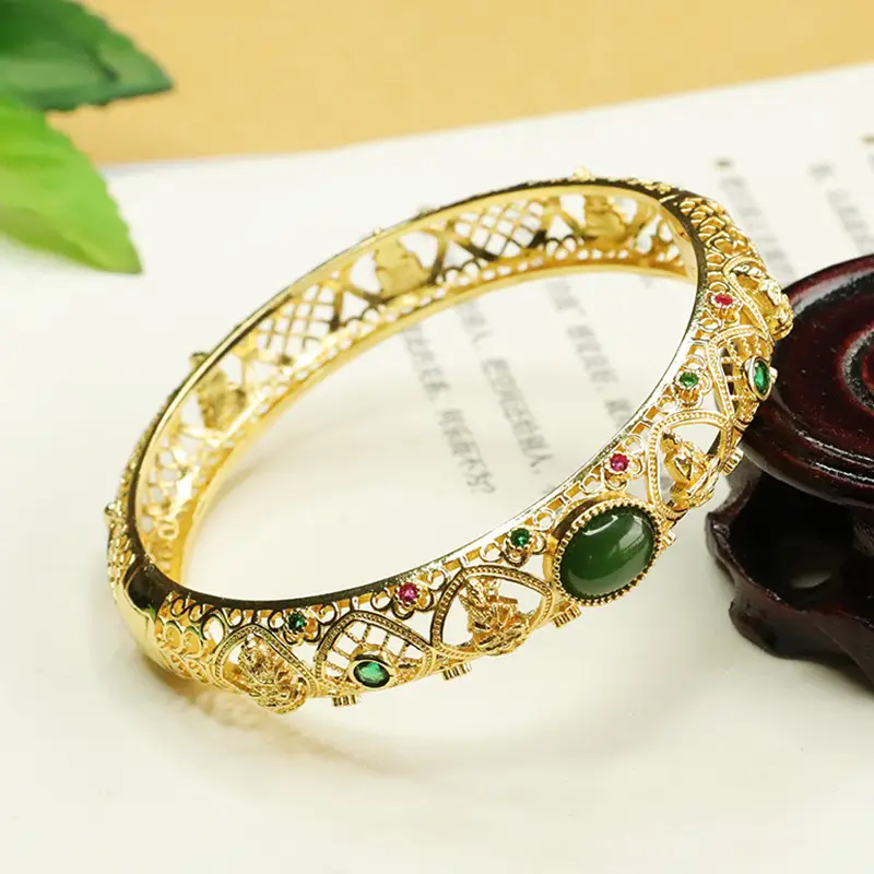 Golden Eight Guardian Jade Jasper Bracelet — feature 9
