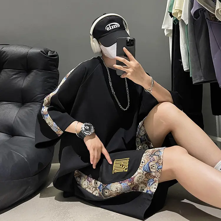Men Chinese Embroidered Sports Suit Black with Embroidered Pants — feature 11
