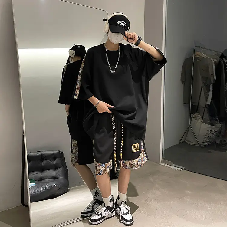 Men Chinese Embroidered Sports Suit Black with Embroidered Pants — feature 12