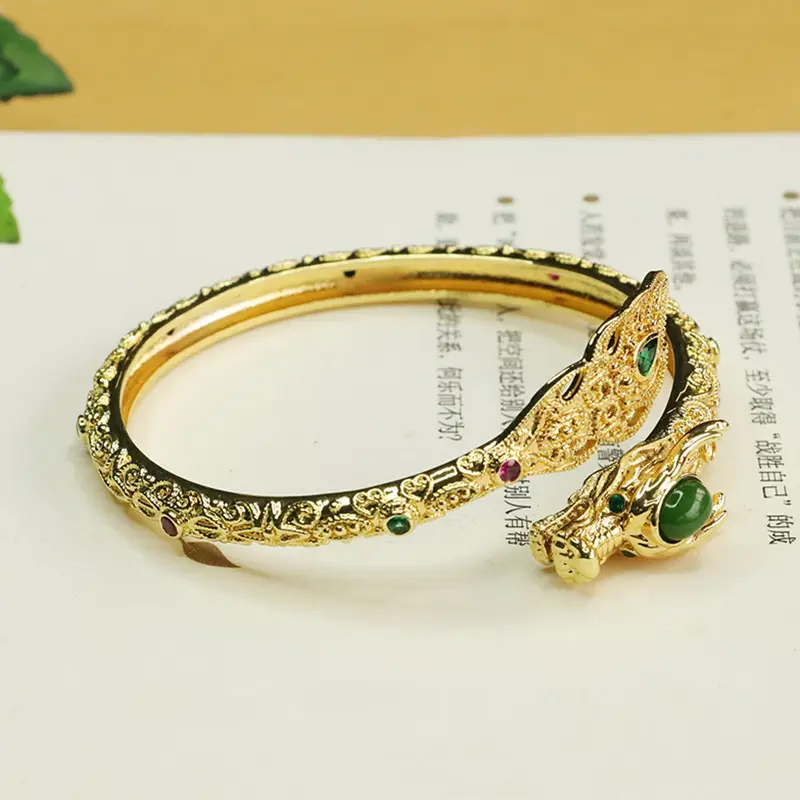 Jasper Dragon Bangle with Green Jade Set - Image 3