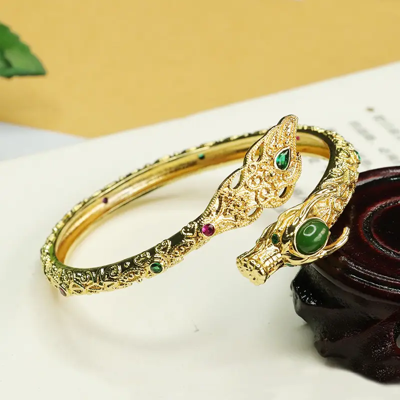 Jasper Dragon Bangle with Green Jade Set - Image 5