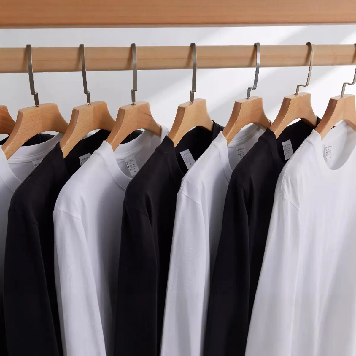 Men Cotton Long Sleeve T-Shirt White Loose Fit - Image 4