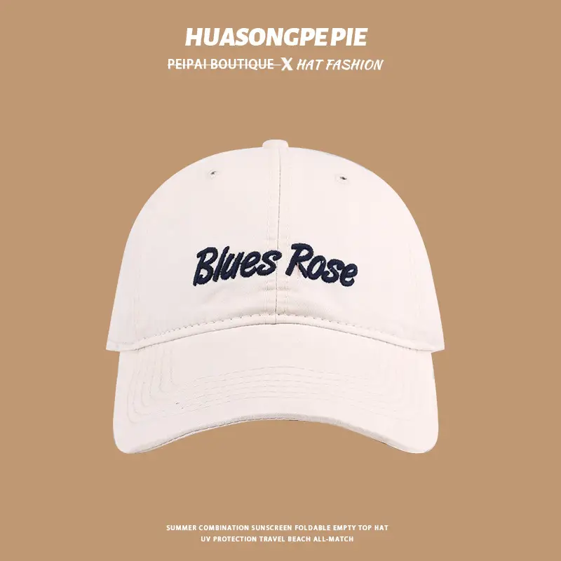 Embroidered English Baseball Cap Beige with "Blues Rose" Design — feature 10