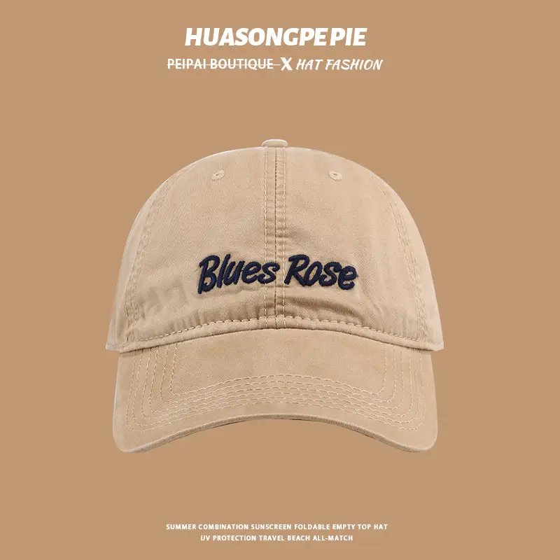 Embroidered English Baseball Cap Beige with "Blues Rose" Design — feature 11