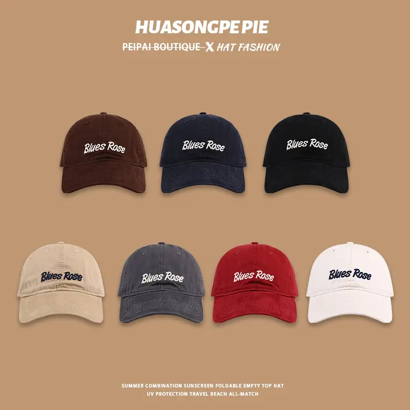 Embroidered English Baseball Cap Beige with "Blues Rose" Design — feature 2
