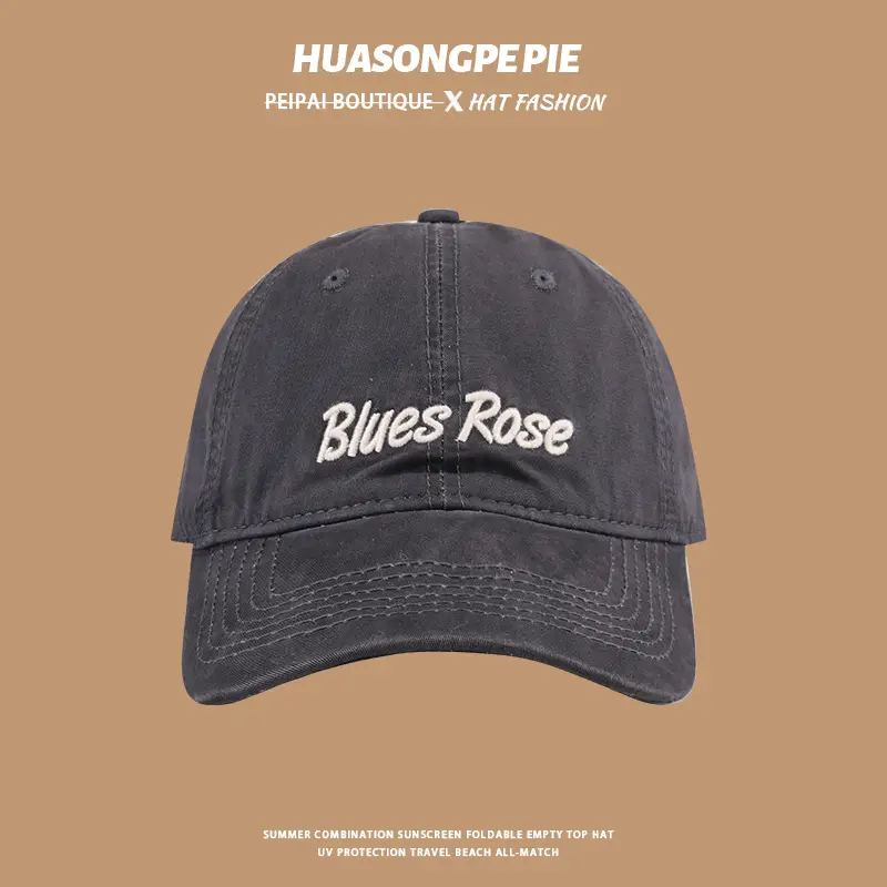 Embroidered English Baseball Cap Beige with "Blues Rose" Design — feature 6
