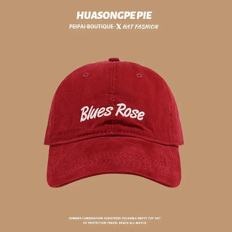 Embroidered English Baseball Cap Beige with "Blues Rose" Design — feature 9