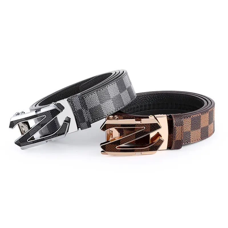 Men's Black Plaid Automatic Buckle Belt - Image 4