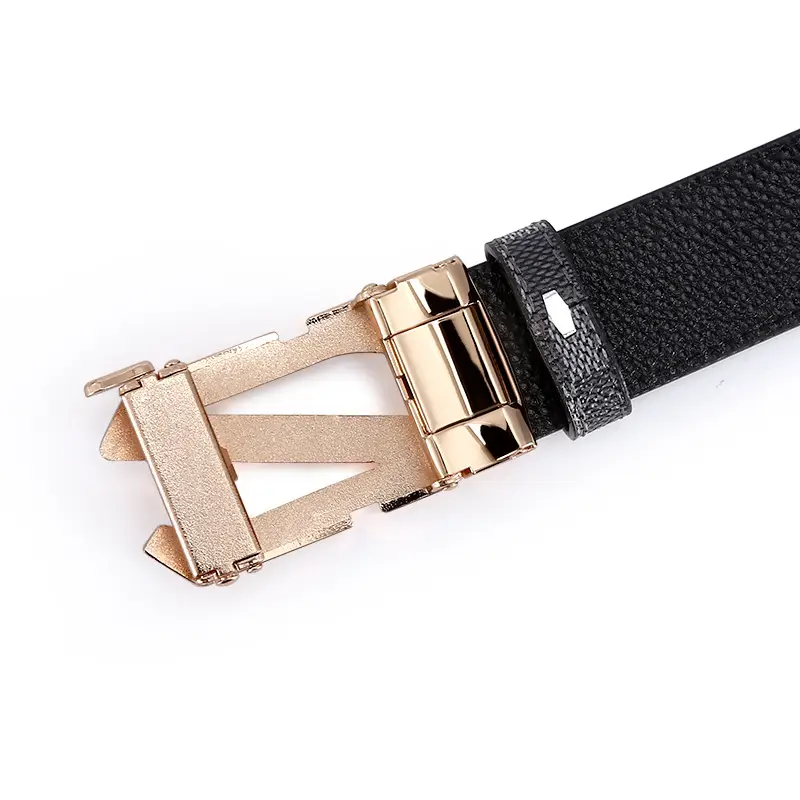Men's Black Plaid Automatic Buckle Belt - Image 6