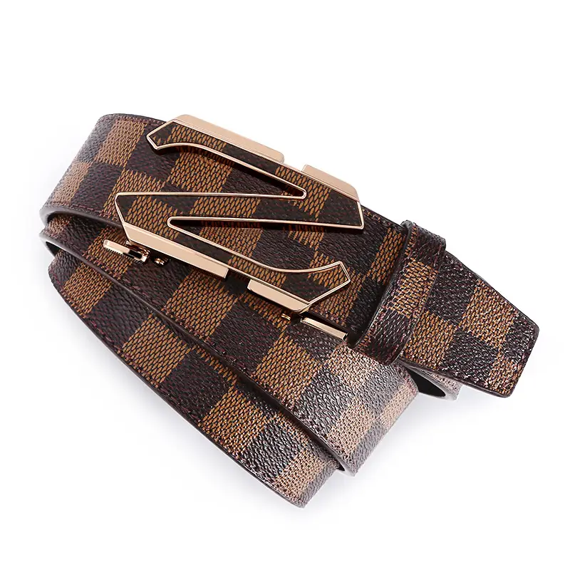 Men's Black Plaid Automatic Buckle Belt - Image 7
