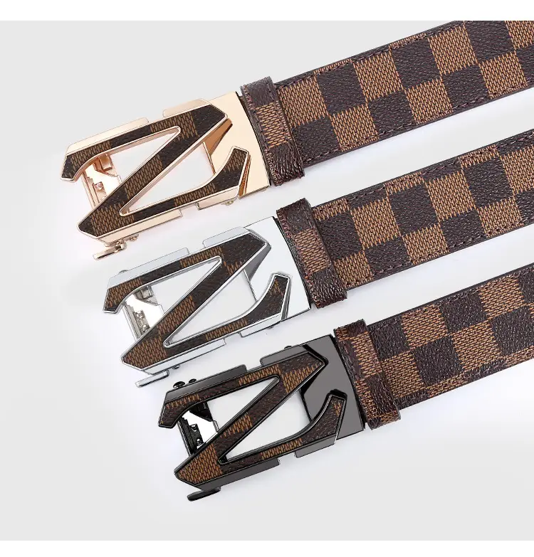 Men's Black Plaid Automatic Buckle Belt — feature 10