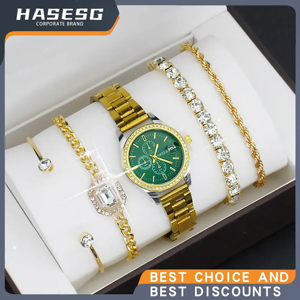 Gold Plated Women's Quartz Watch with Crystal Bracelet - Image 21