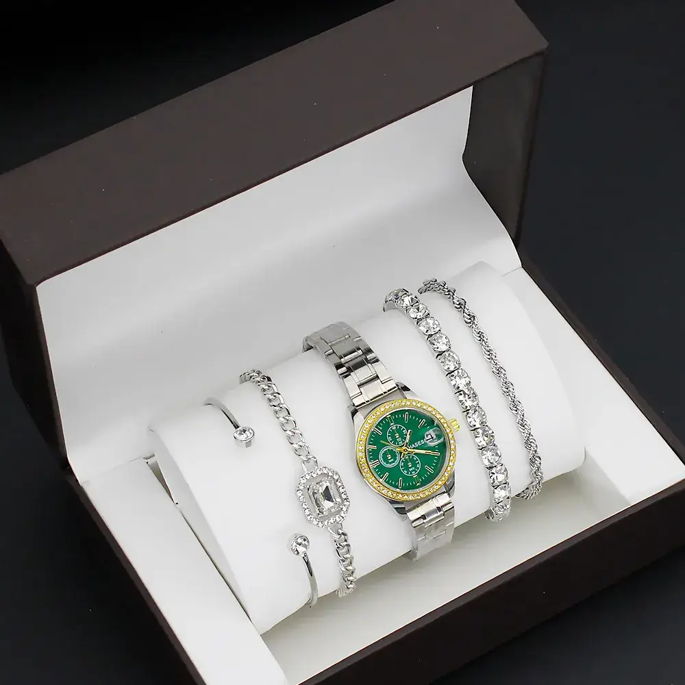 Gold Plated Women's Quartz Watch with Crystal Bracelet - Image 6