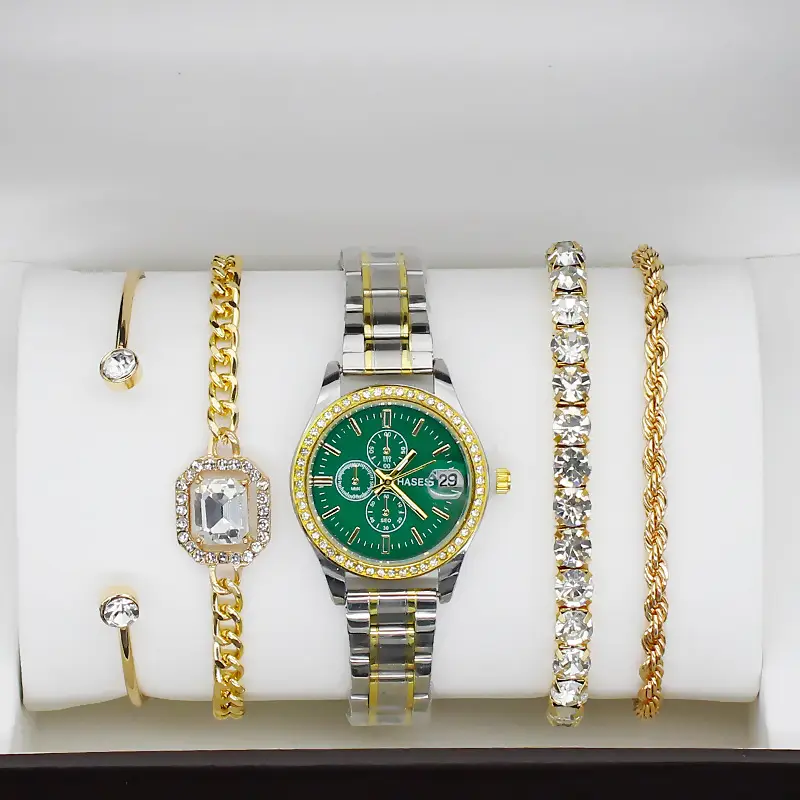 Gold Plated Women's Quartz Watch with Crystal Bracelet — feature 11