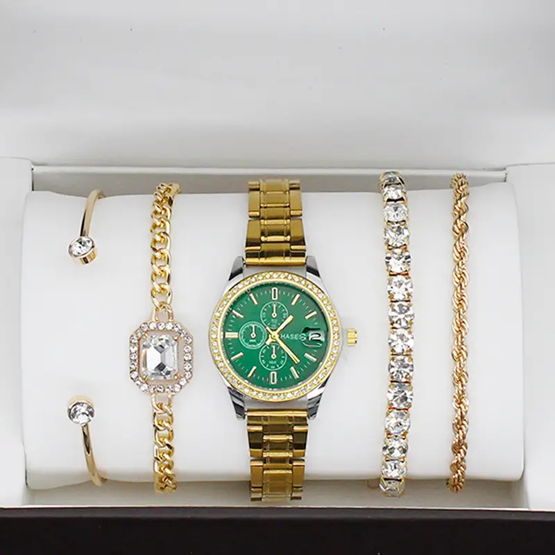 Gold Plated Women's Quartz Watch with Crystal Bracelet — feature 12