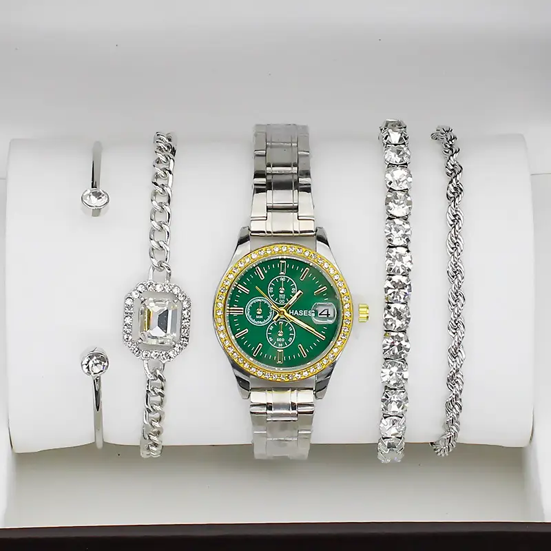 Gold Plated Women's Quartz Watch with Crystal Bracelet — feature 13